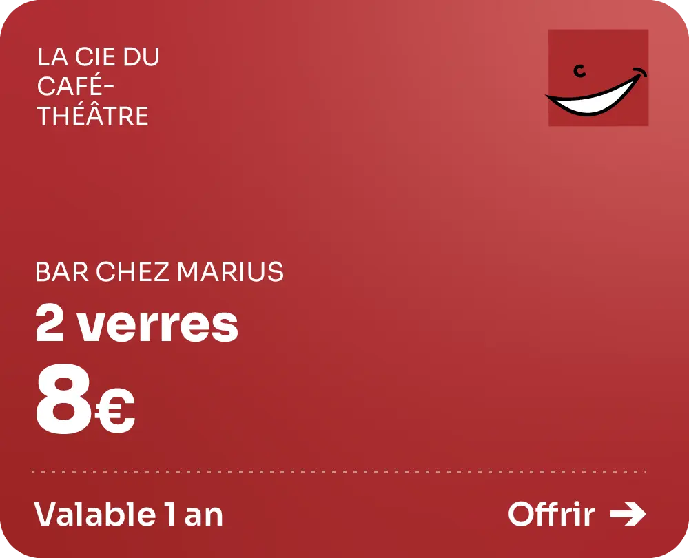 Carte cadeau Chez Marius, 2 verres à 8€, café-théâtre à Nantes